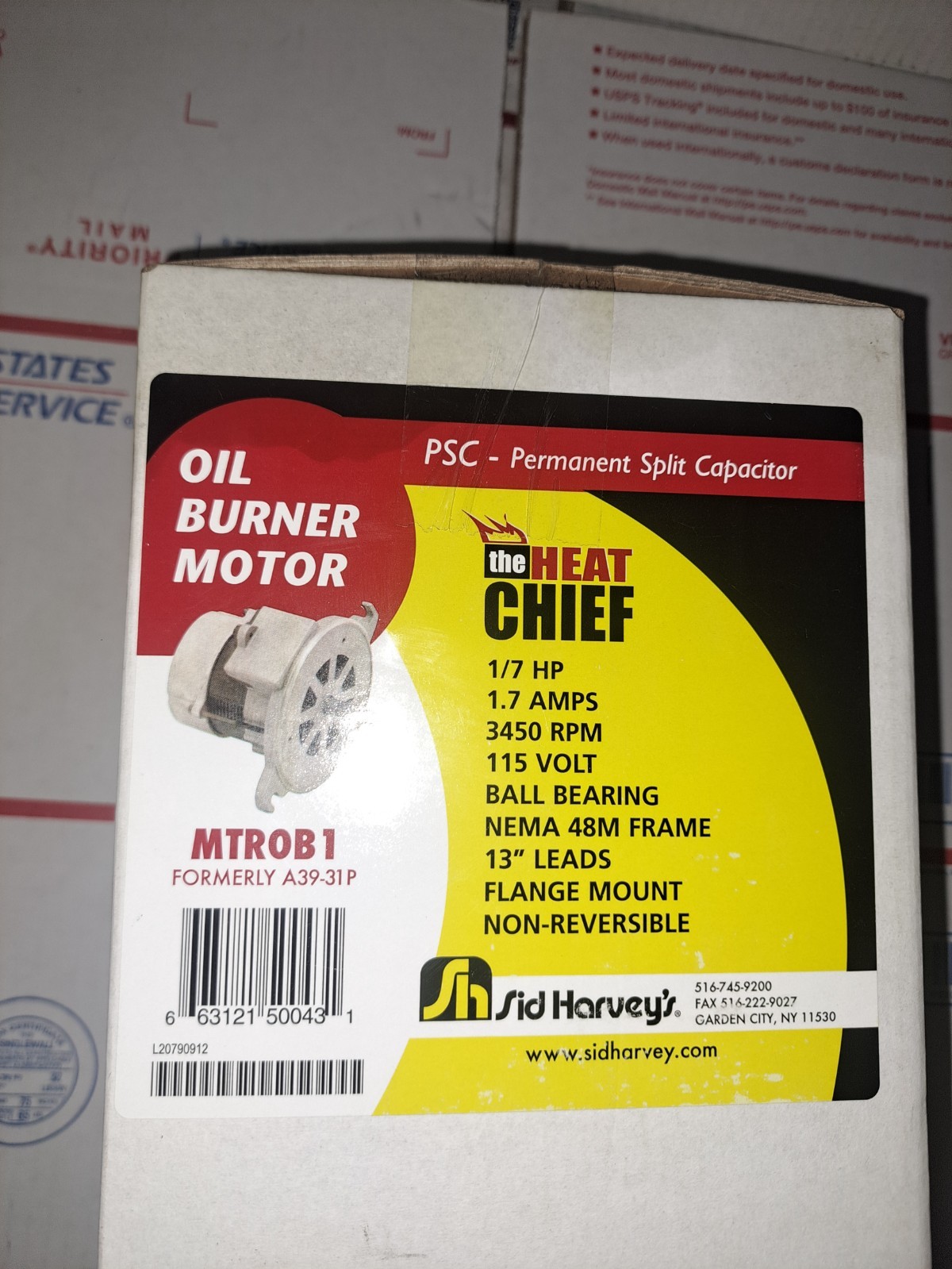 Sid Harvey’s Heat Chief MTROB1 Oil Burner Motor A39-31P Beckett AFG Carlin Wayne