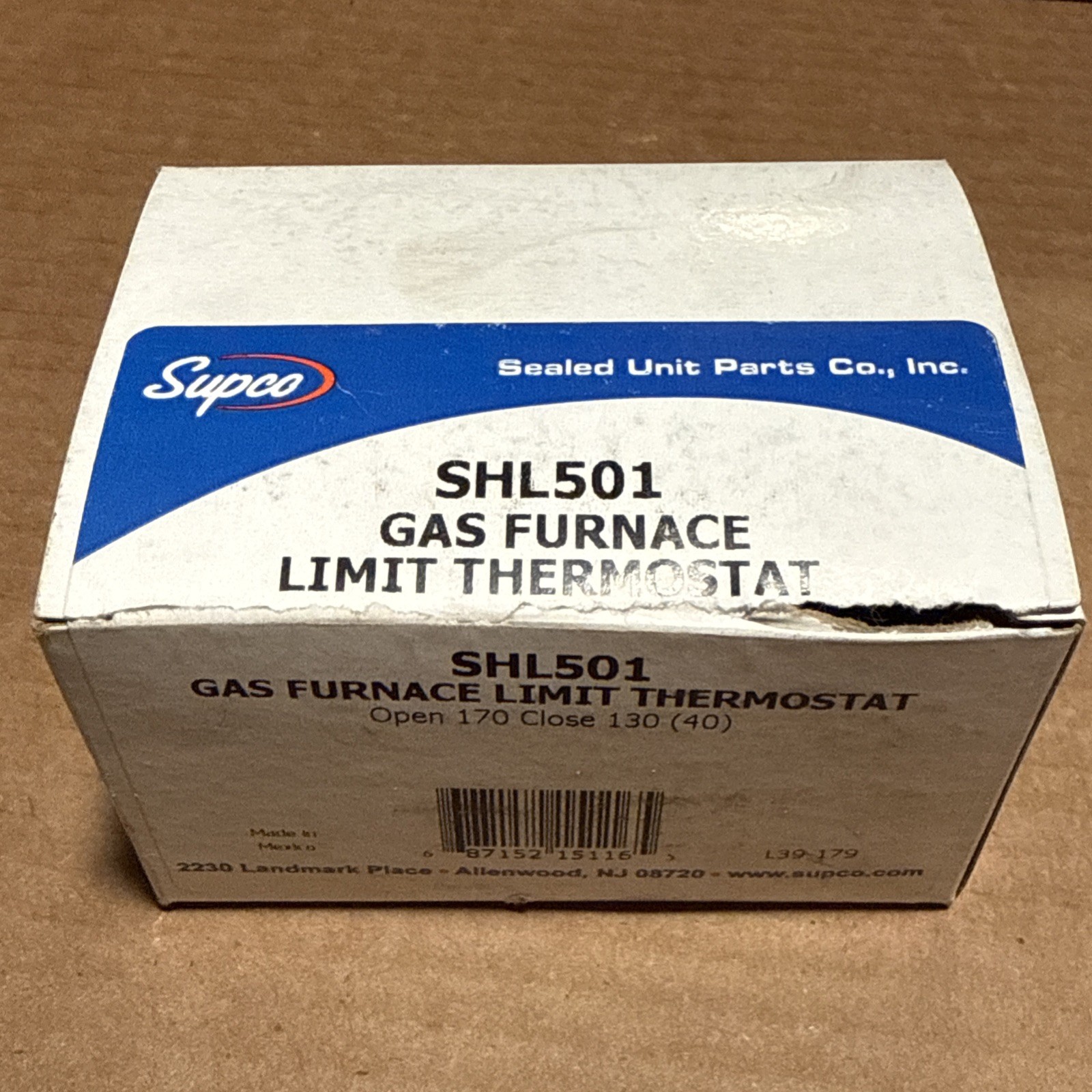 SUPCO SHL501 GAS FURNACE LIMIT THERMOSTAT 170/130