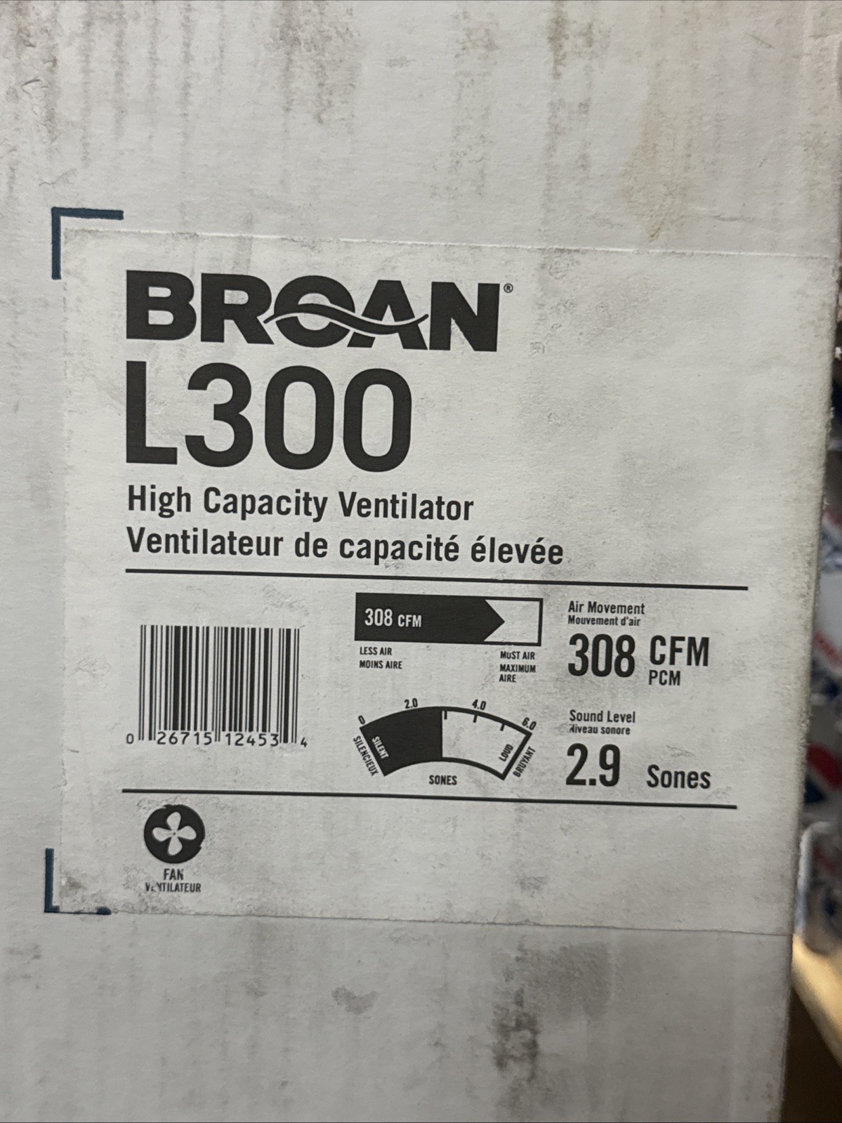 NEW Broan-NuTone L300 308 CFM Commercial Wall Exhaust Ventilation Fan 120V 8″