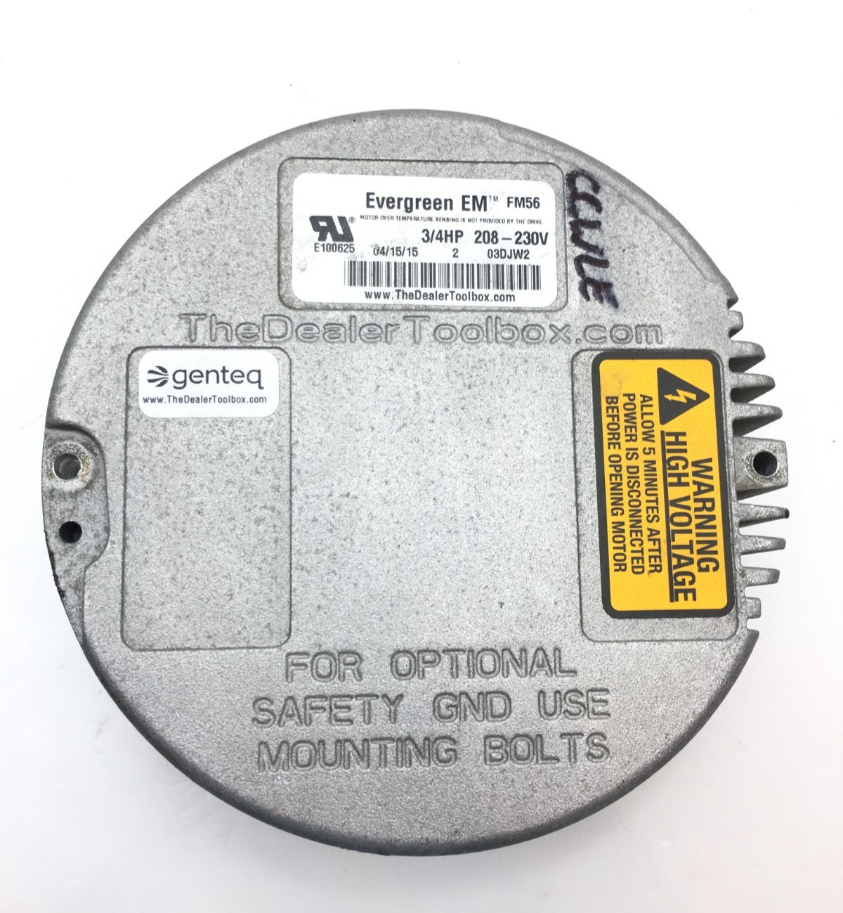 Genteq ECM Evergreen EM FM56 208-230V 3/4HP CCW Lead End used #W391