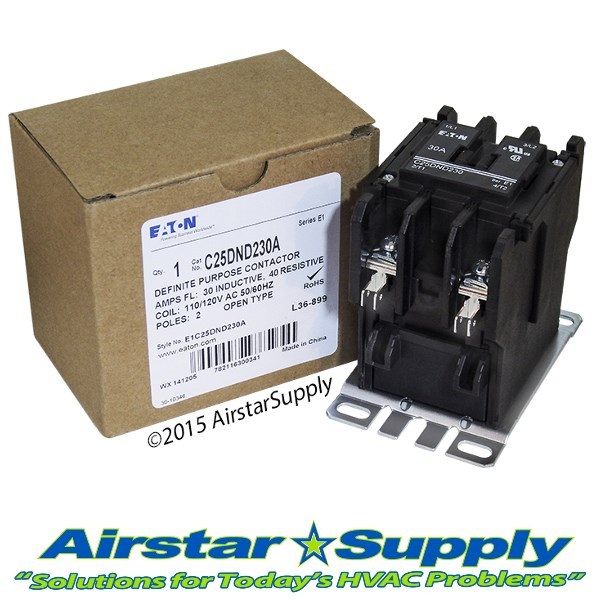 C25DND230A Eaton / Cutler Hammer Contactor – 30 Amp 2 Pole 120V Coil