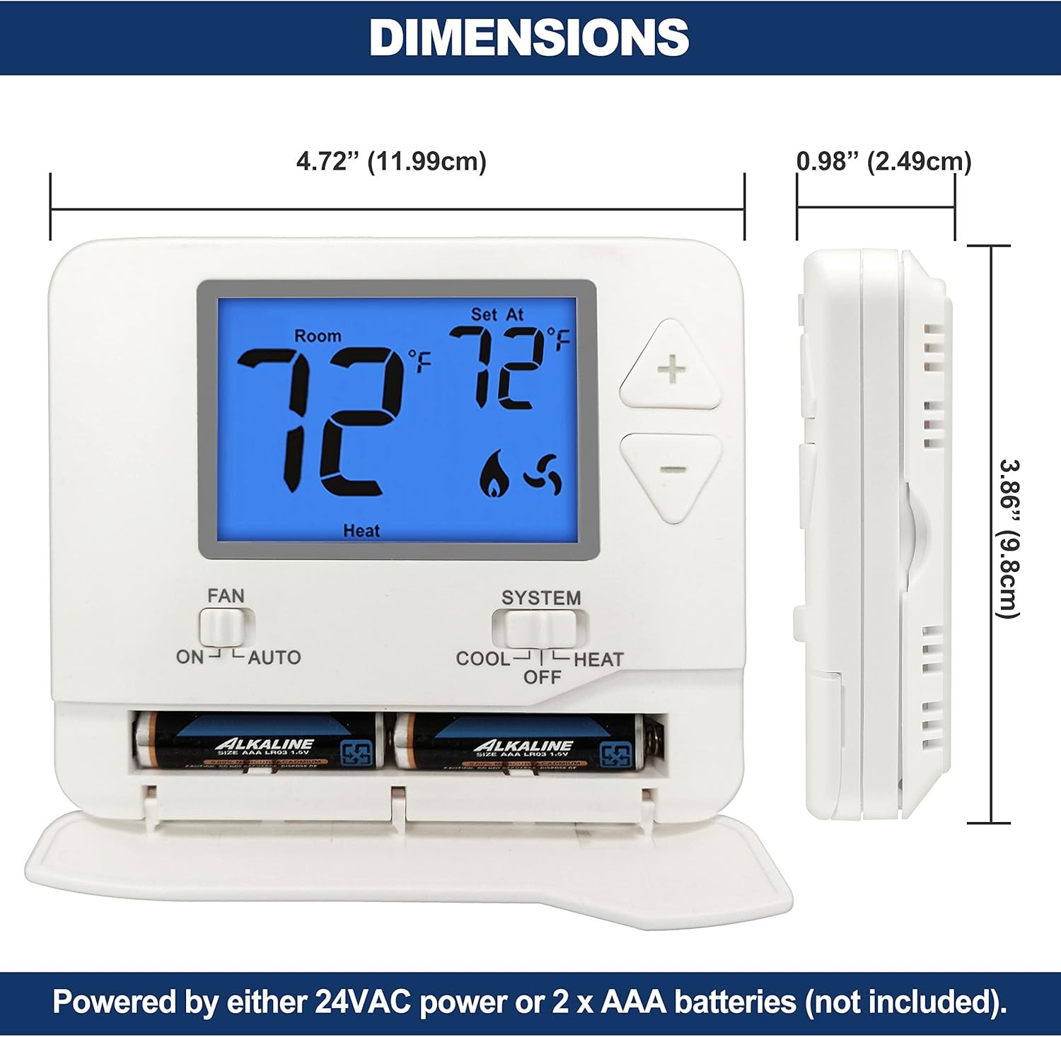 ELECTECK Non-Programmable Digital Thermostat for Home, up to 1 Heat/1 White