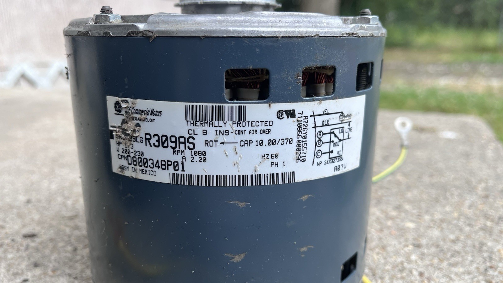 Trane 1/3 HP Blower Motor 5KCP39LGR309AS D800348P01 200-230V 1080 RPM CWSE