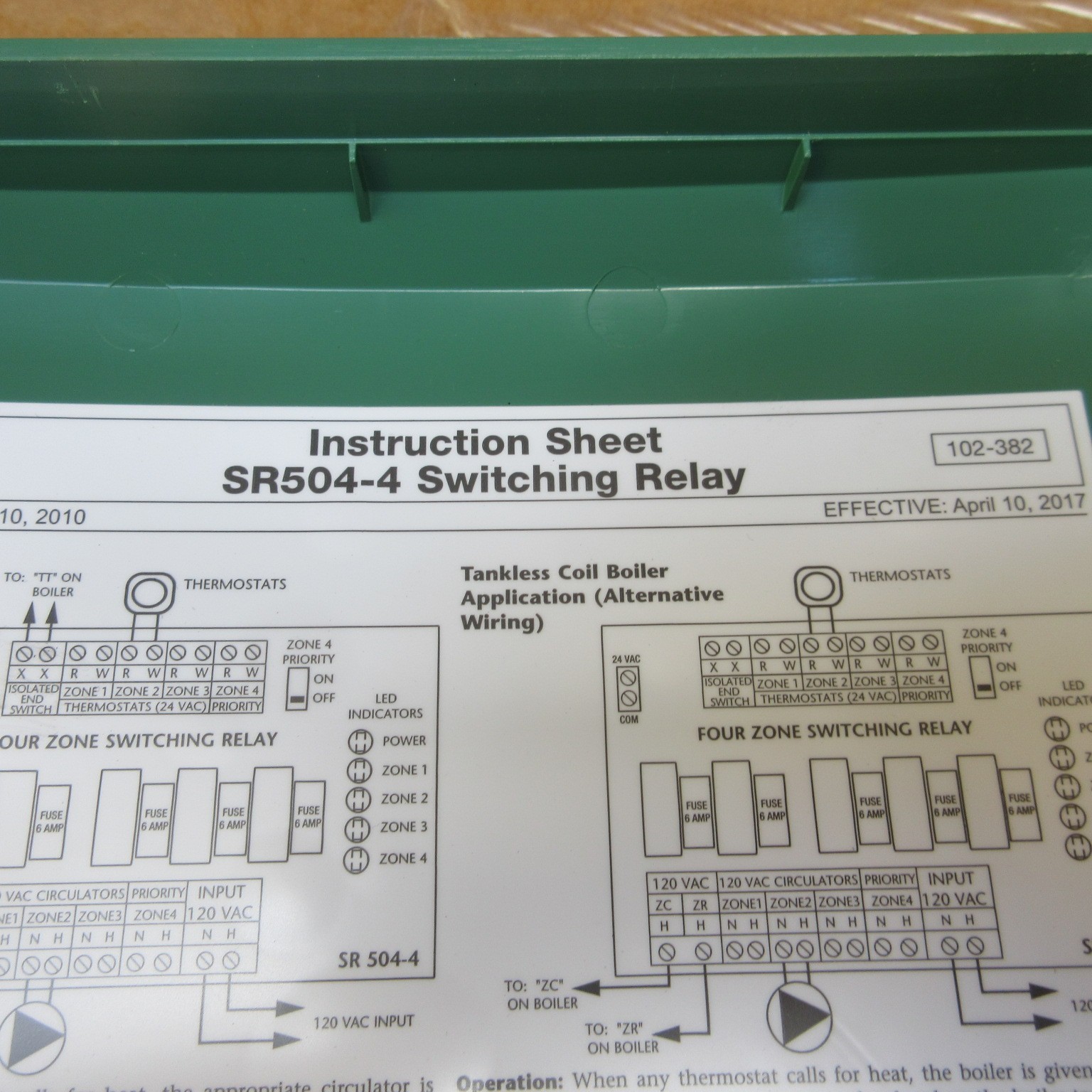 Taco SR504 Comfort Solutions 4-Zone Switching Relay Green