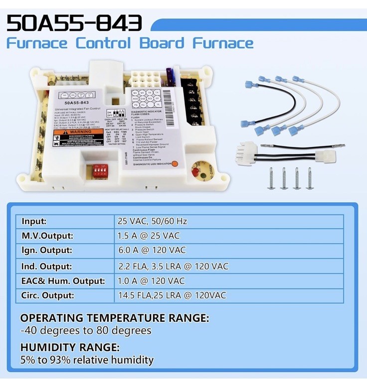 White-Rodgers 50A55-843 Furnace Control Board New and Sealed