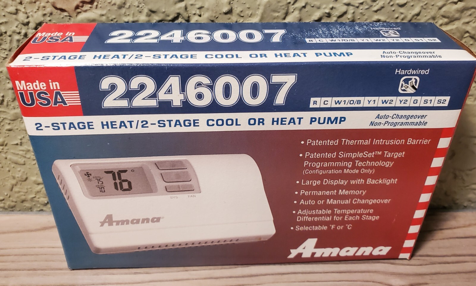 NOS Amana 2246007 2-Stage Heat/ 2-Stage Cool or Heat Pump Thermostat