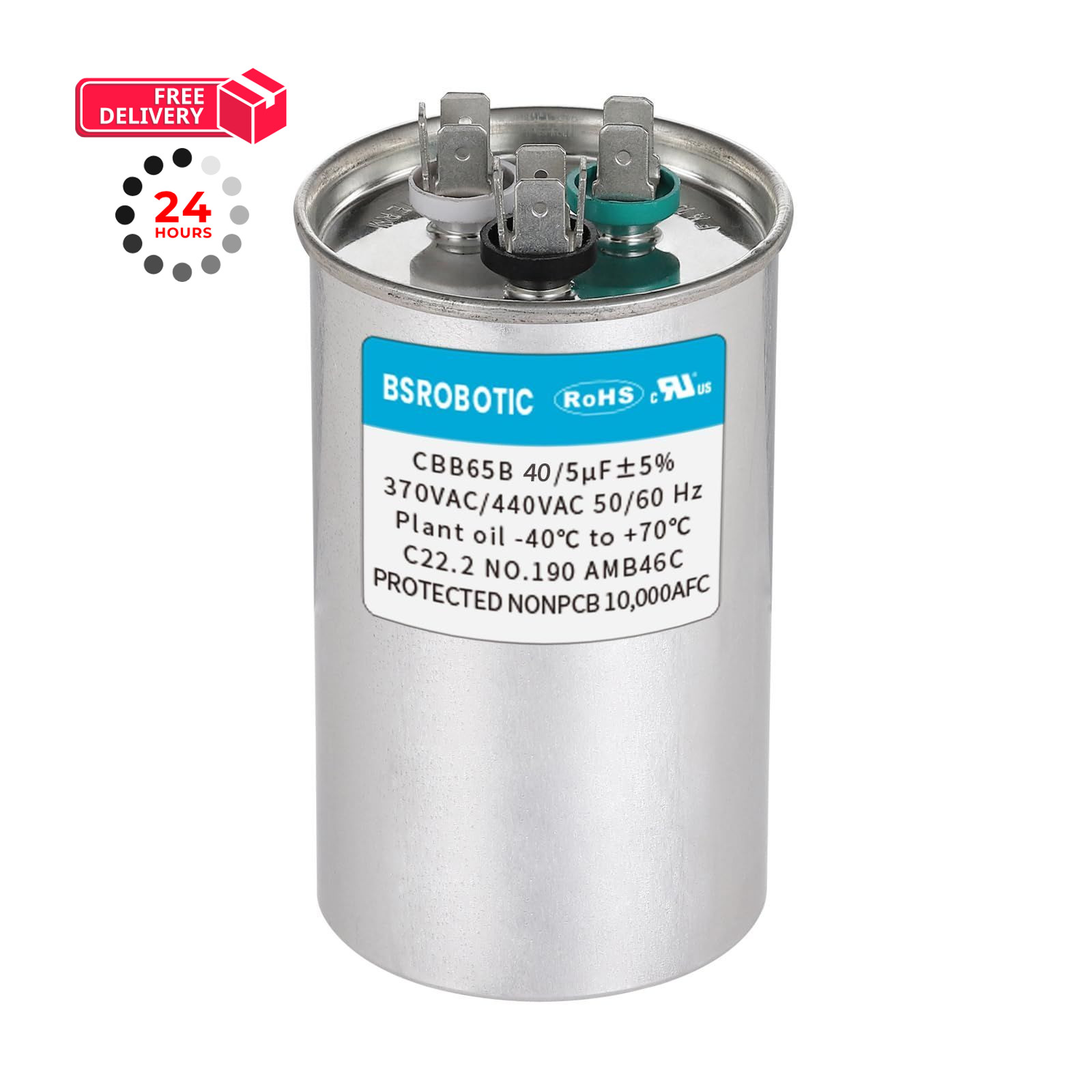 35/5 440v CBB65B AC Capacitor – 35+5 uf ±5% MFD 370/440 Volt Dual Run 35+5uf