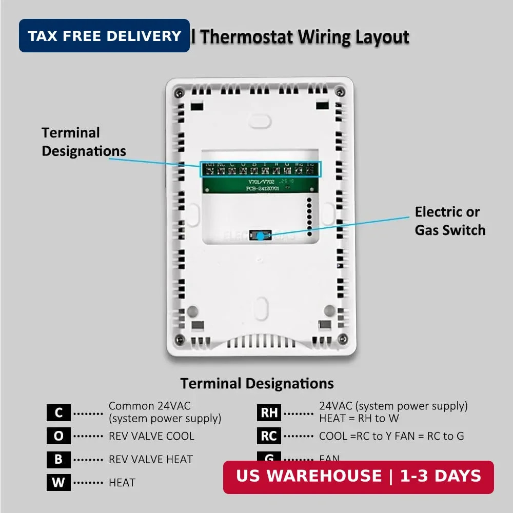 Digital Non-Programmable Thermostat for Home Single-Stage Systems, 1 Heat/1 Cool