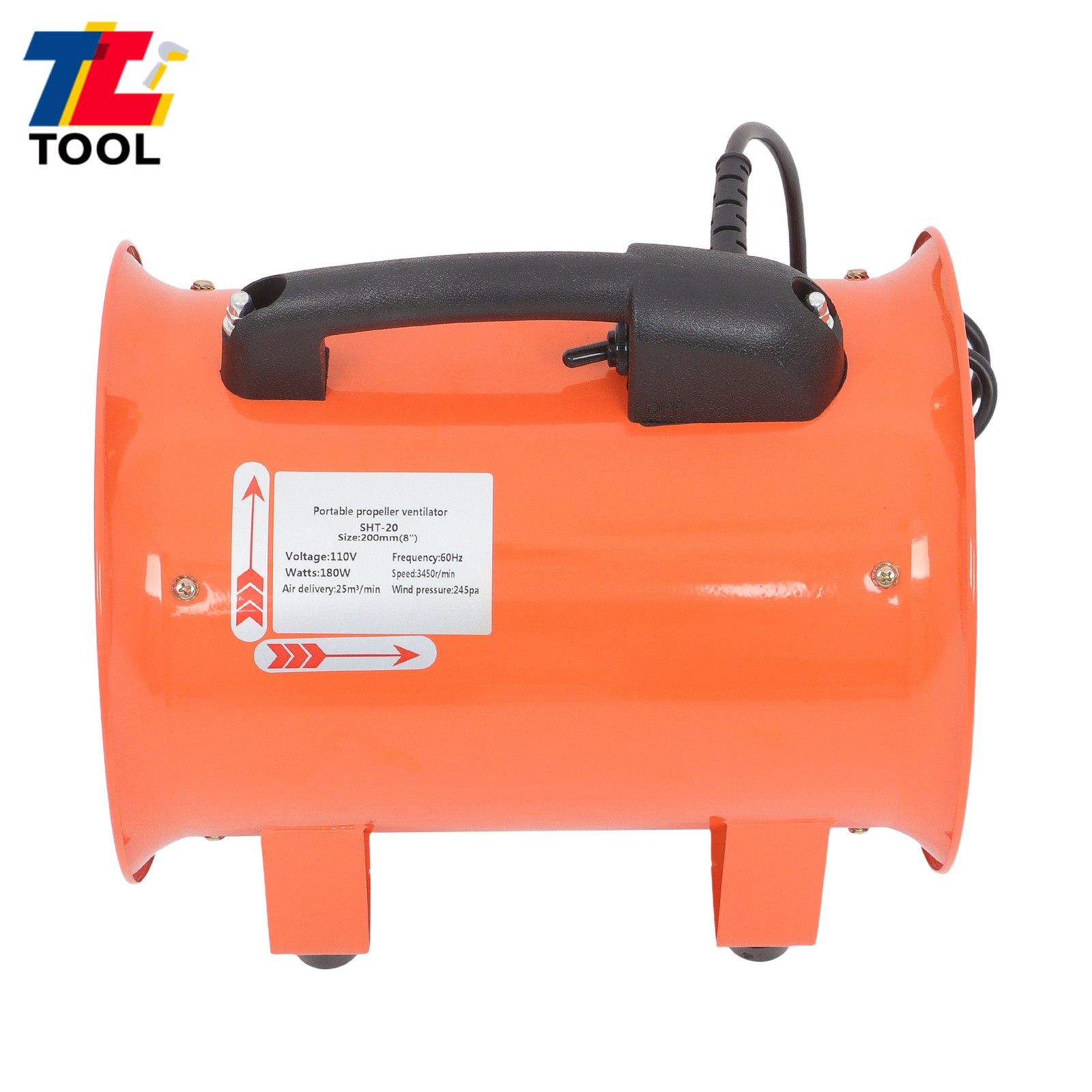 8 Inch Blower Fan 900CFM 3450RPM Portable Ventilator Blower w/ 16.4 Ft Duct Hose