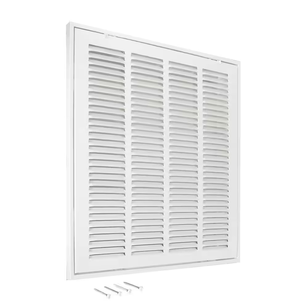 EZ-FLO Return Air Filter Grille 16×16 Steel Vent Cover Wall Ceiling White