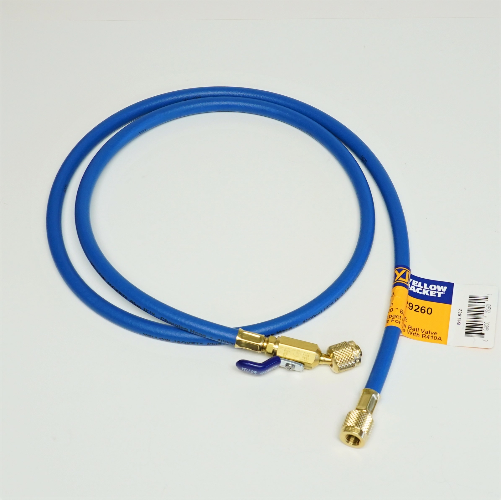 Yellow Jacket 29260 PLUS II 1/4″ Blue Charging Hose 60″ w Compact Ball Valve End