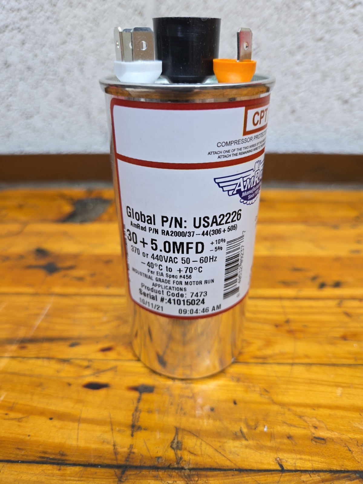 USA2226 30+5 uf/MFD 370-440 VAC volts AMRAD Dual Run Capacitor 50/60 Hz