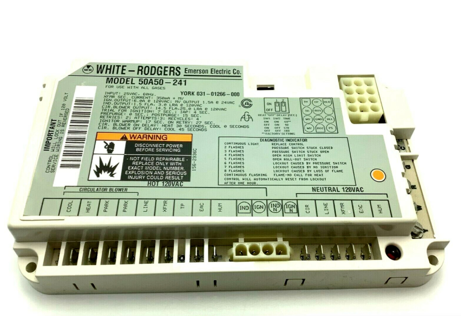 GUARANTEED WORKING CLEAN 50A50-241 Furnace Control Board TESTED 03101266000