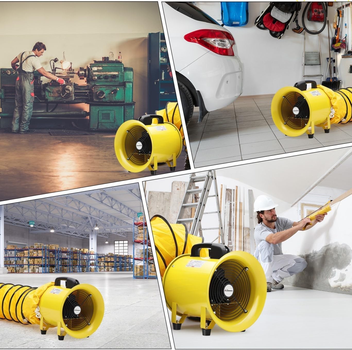 8/10″ Portable Utility Blower Fan Exhaust Industrial Ventilation 5/10m Duct Hose