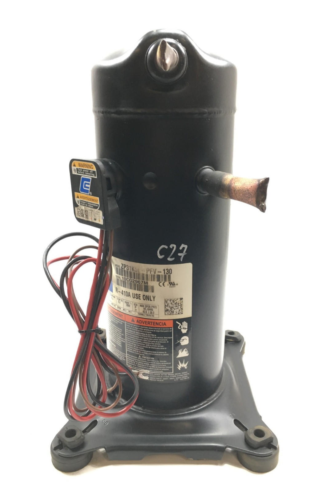Copeland 2.5 Ton Scroll Compressor ZP31K5E-PFV-130 R410A 208/230V 1 PH used C27