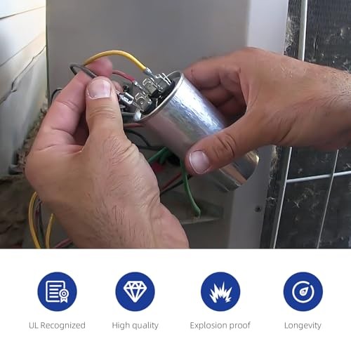 40+5 uF Dual Run Capacitor 370V/440V CBB65 Round HVAC AC Motor Start Replacement