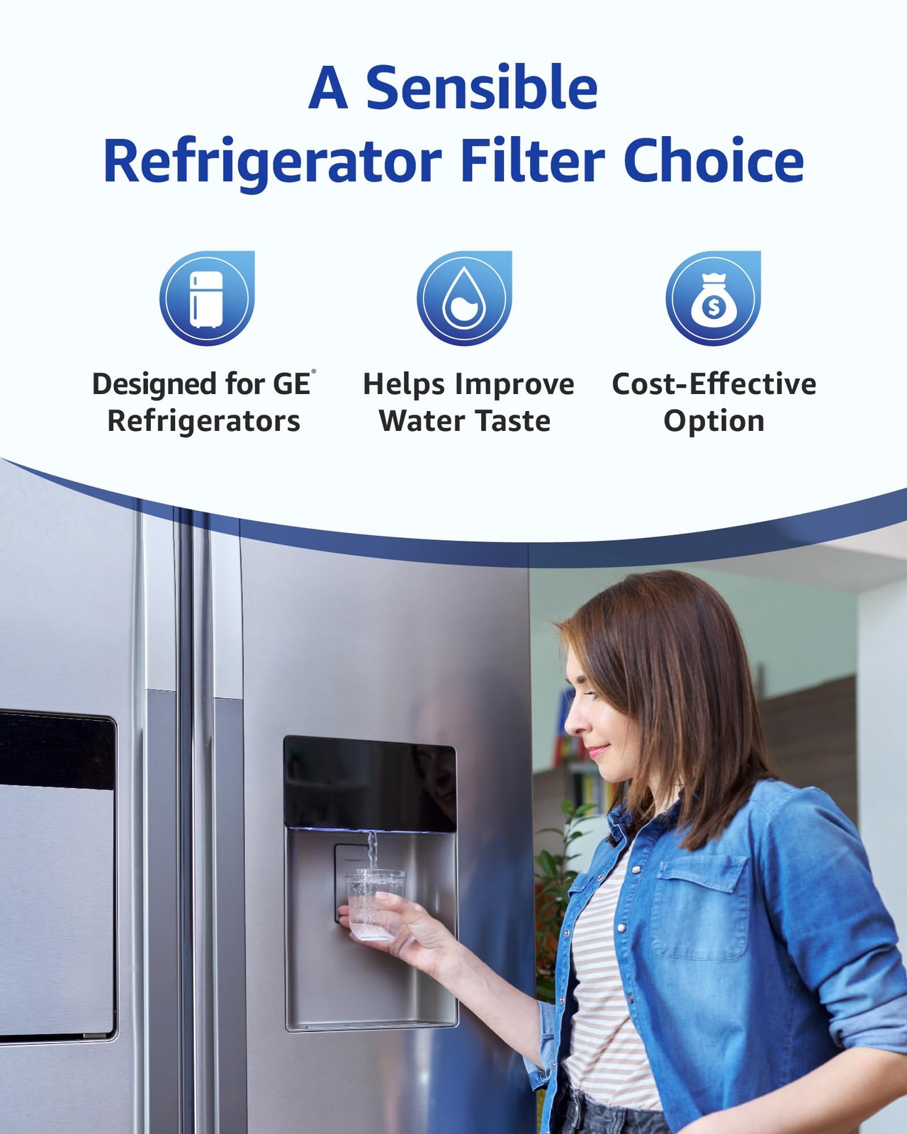 Overbest XWF (No chip) Refrigerator Water Filter, 3 Count (Pack of 1), White
