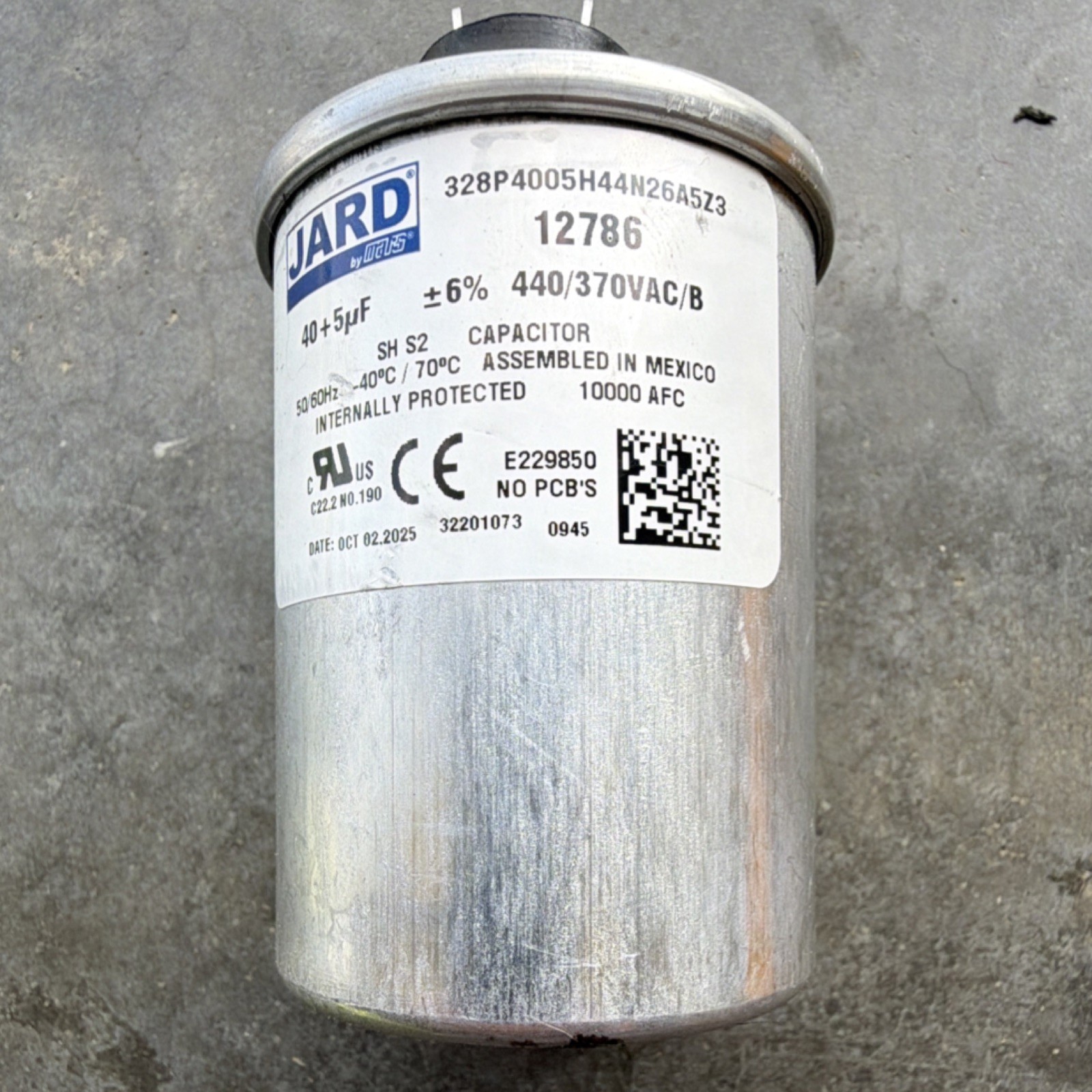 JARD Dual Run Capacitor 40+5uF 440/370V Model 12786 MPN 328P4005H44N26A5Z3