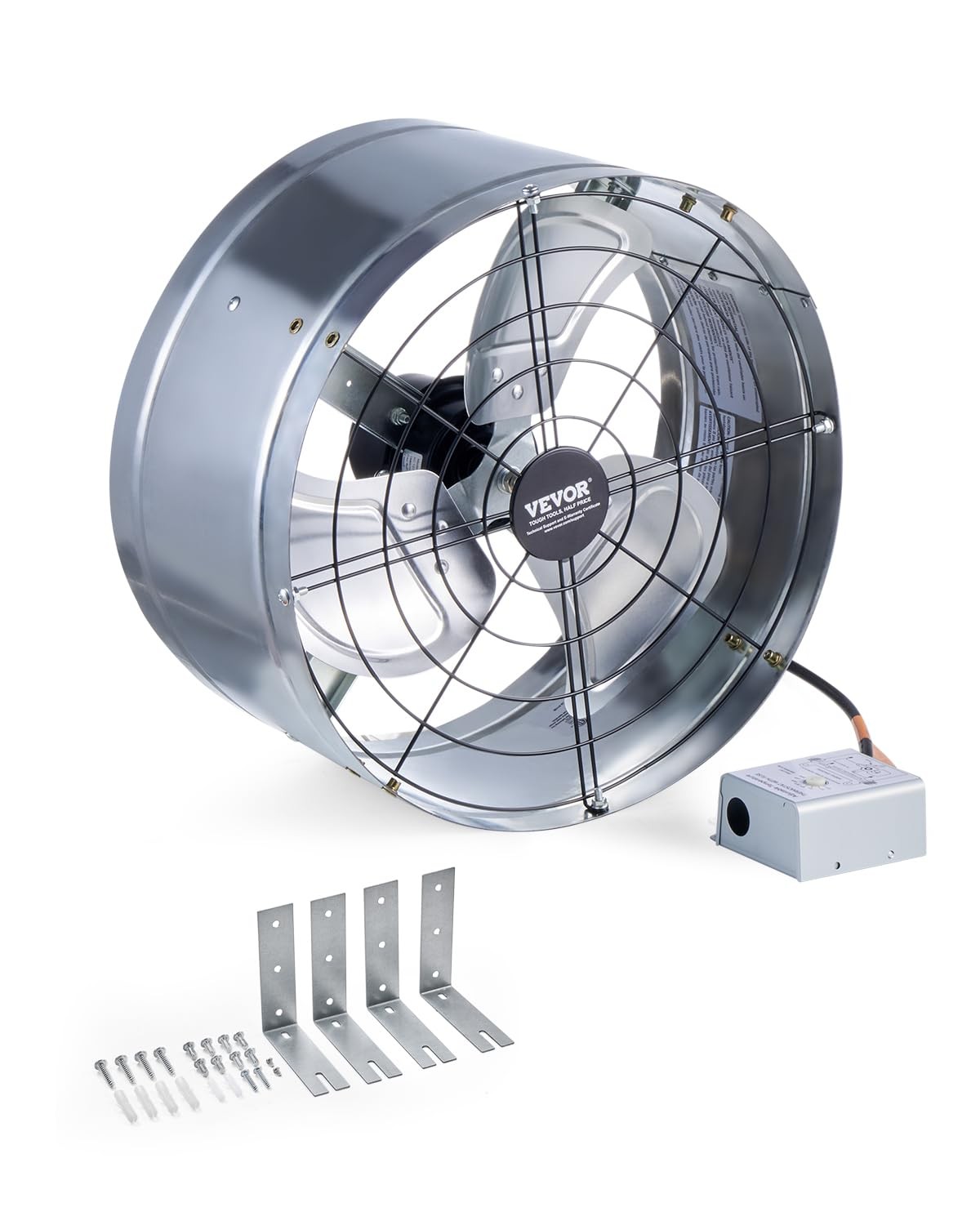 Vevor Gable Mount Fan 15 Inch Attic Exhaust Fan Adjustable Thermostat Outer
