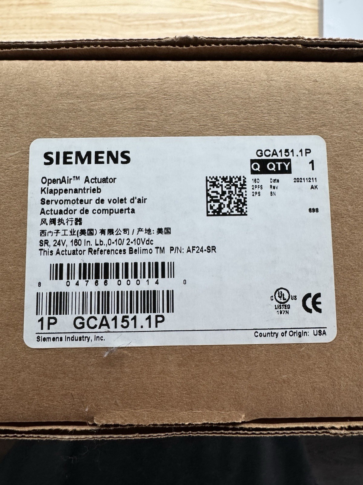 Siemens Open Air Actuator GCA151.P