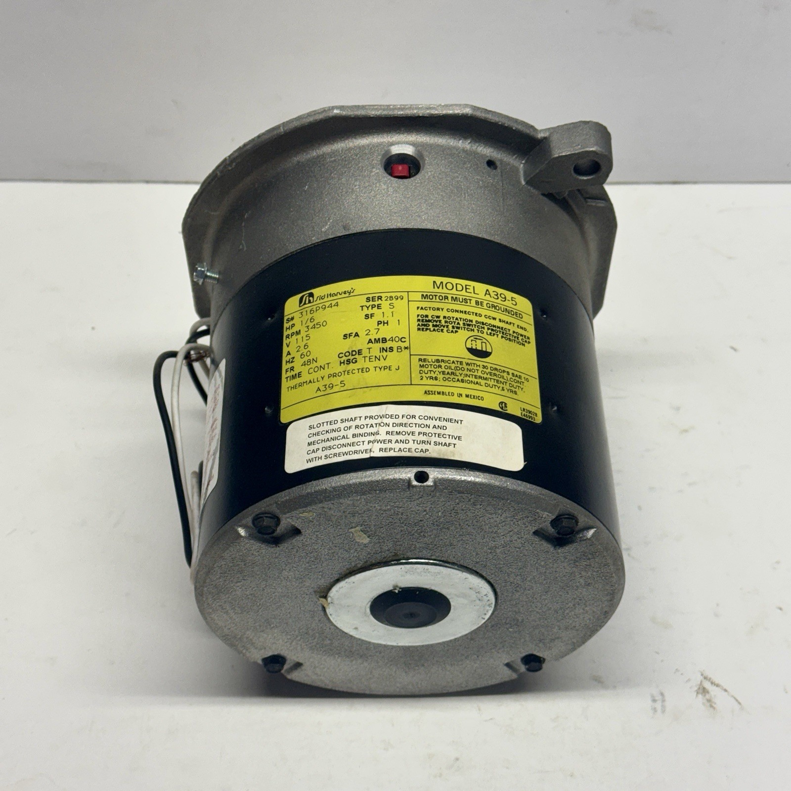 Sid Harvey’s A39-5 Oil Burner Motor 316P 944 1/6 HP 3450 RPM 115V **SALE**