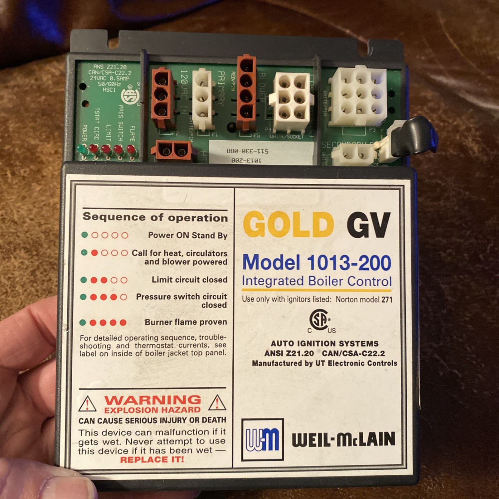 Weil McLain 1013-200 Gold GV Integrated Boiler Control Board 511-330-088 Tested