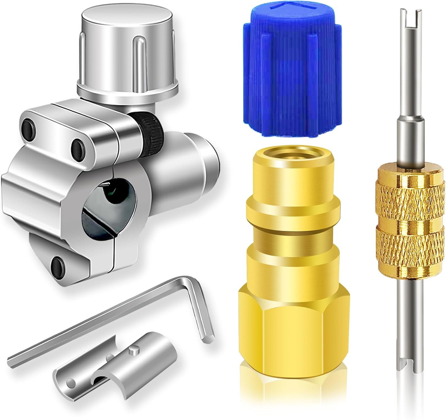 A/C Retrofit Valve Kit-Refrigerant Set, Silver/Gold–1 pack