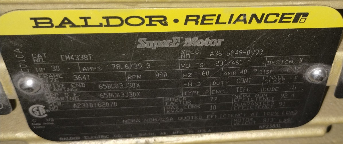 LARGE COMERICAL FUME EXTRATOR AIR HANDLER 30HP 35,500 CFM Direct Drive 230/460