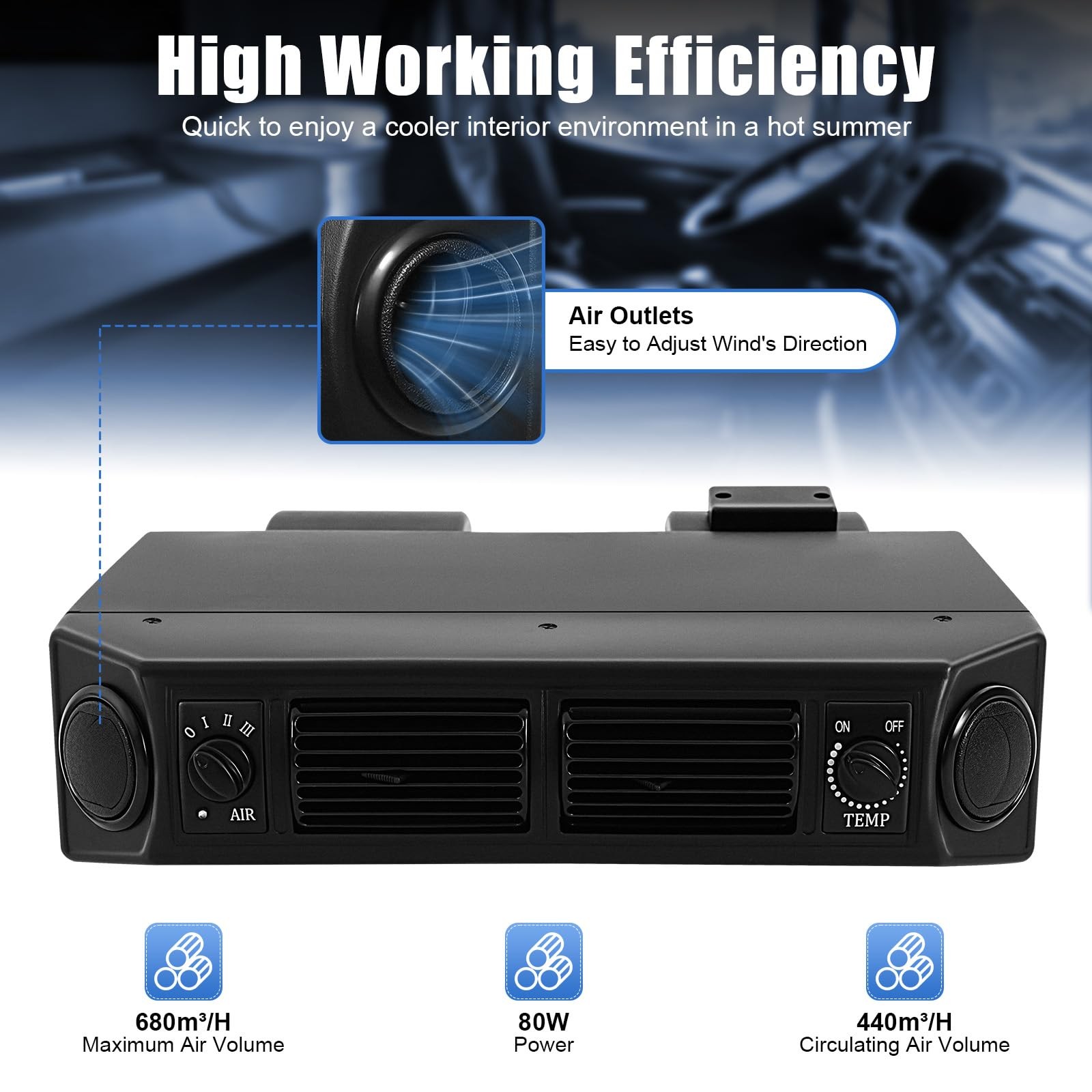 12V Universal Under-Dash A/C Heat & Cool Evaporator 3 Speed for Car Truck