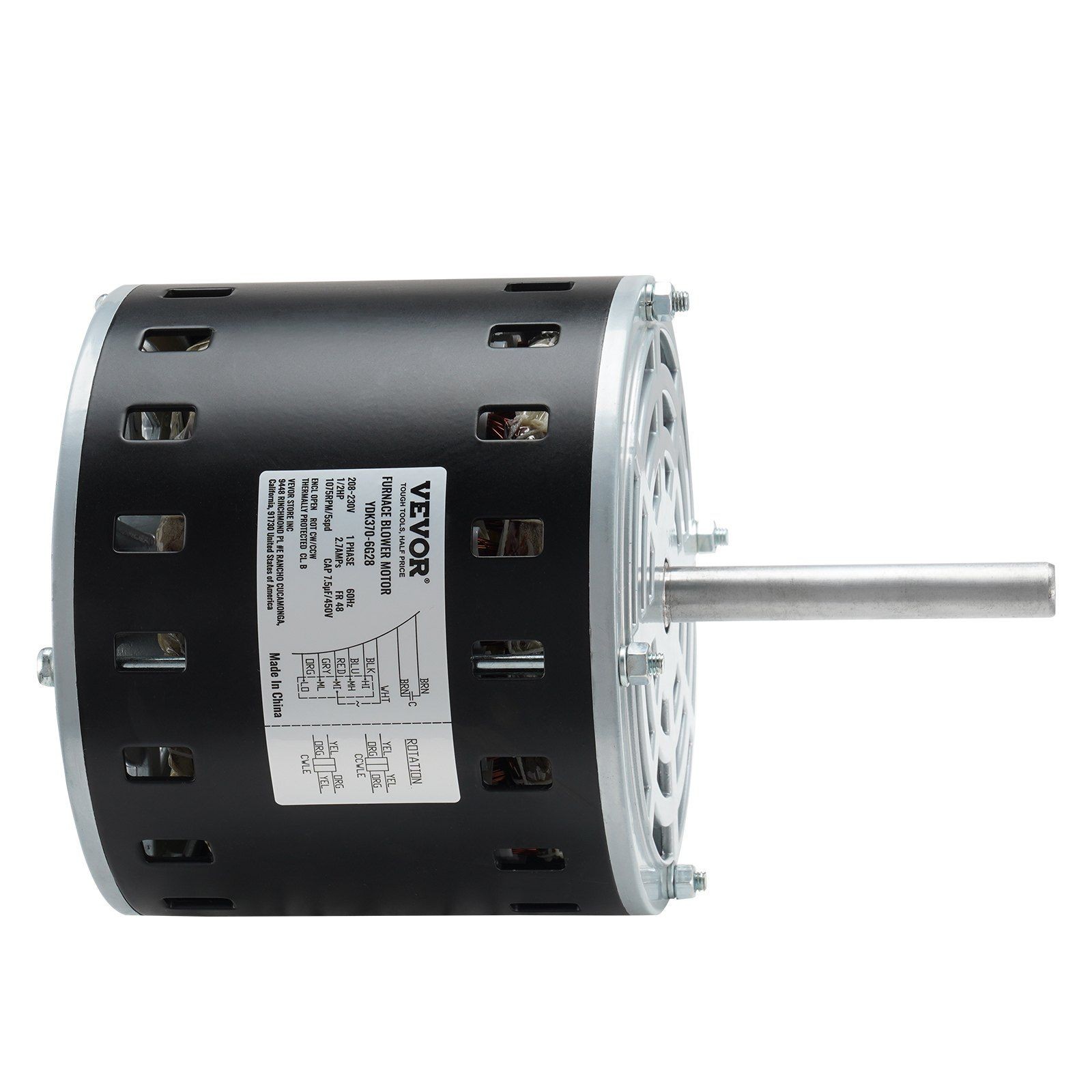 1/2HP 5-Speed Motor for Furnace 208/230V 48 Frame 3.4in Shaft Durable