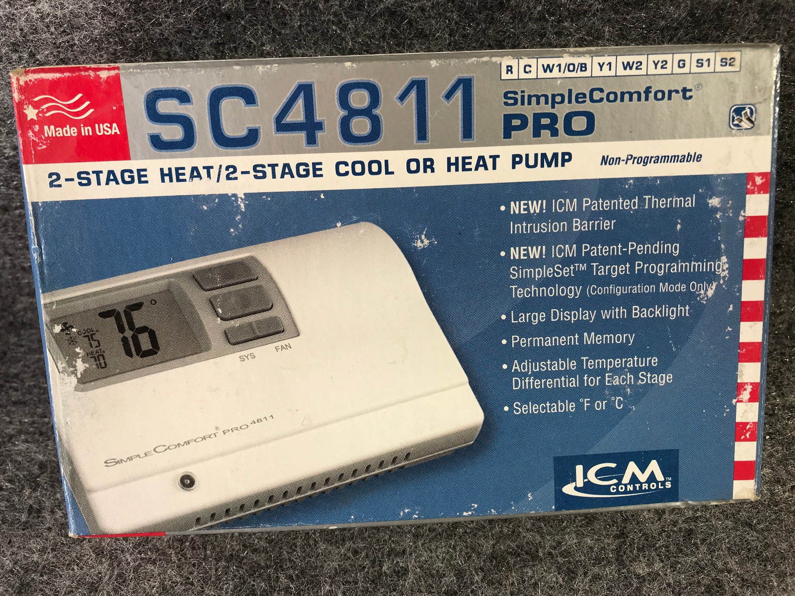 8X Simple Comfort Pro ICM SC4811 2 STORAGE HEAT/ 2 STAGE COOL THERMOSTATS