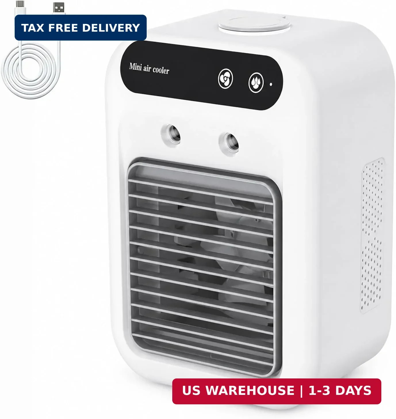 Portable Air Conditioner, Rechargeable Mini Air Cooler with Dual Mist Spray, 2 S
