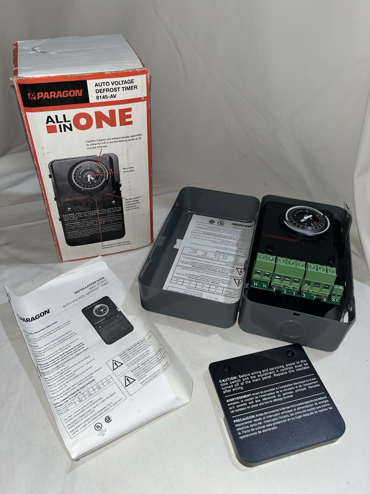 Paragon Mechanical 8000 Series Auto Voltage Defrost Timer *Open Box* 8145-AV