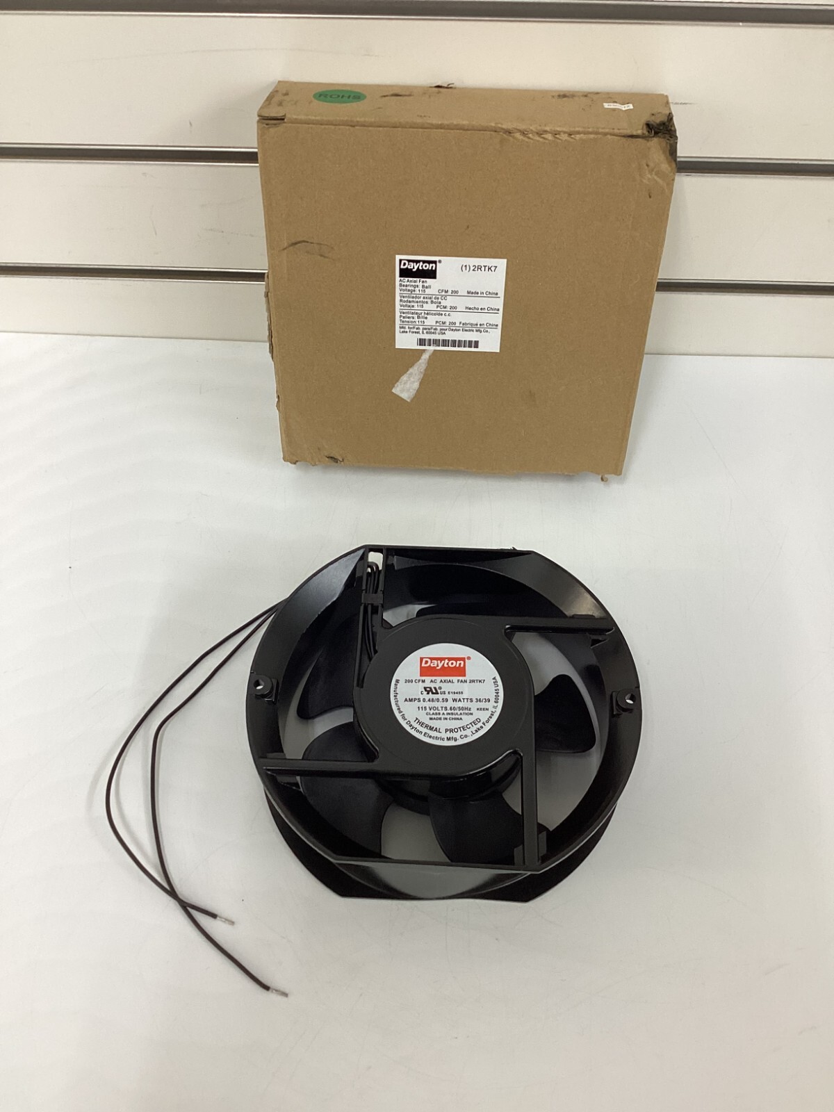 DAYTON 2RTK7 Standard Oblong Axial Fan: 6 3/4 in Ht, 2 in Dp, 124/112 cfm, IP20,