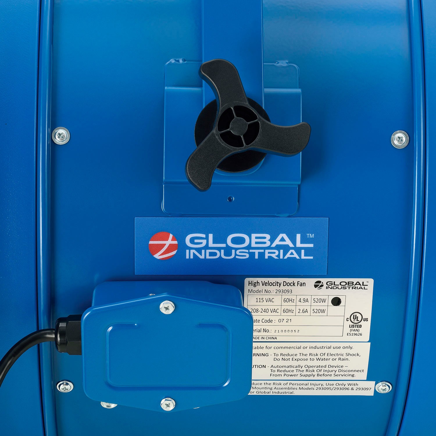 Global Industrial 18″ High Velocity Dock Fan w/ Yoke Mount 7700 CFM 115/240V