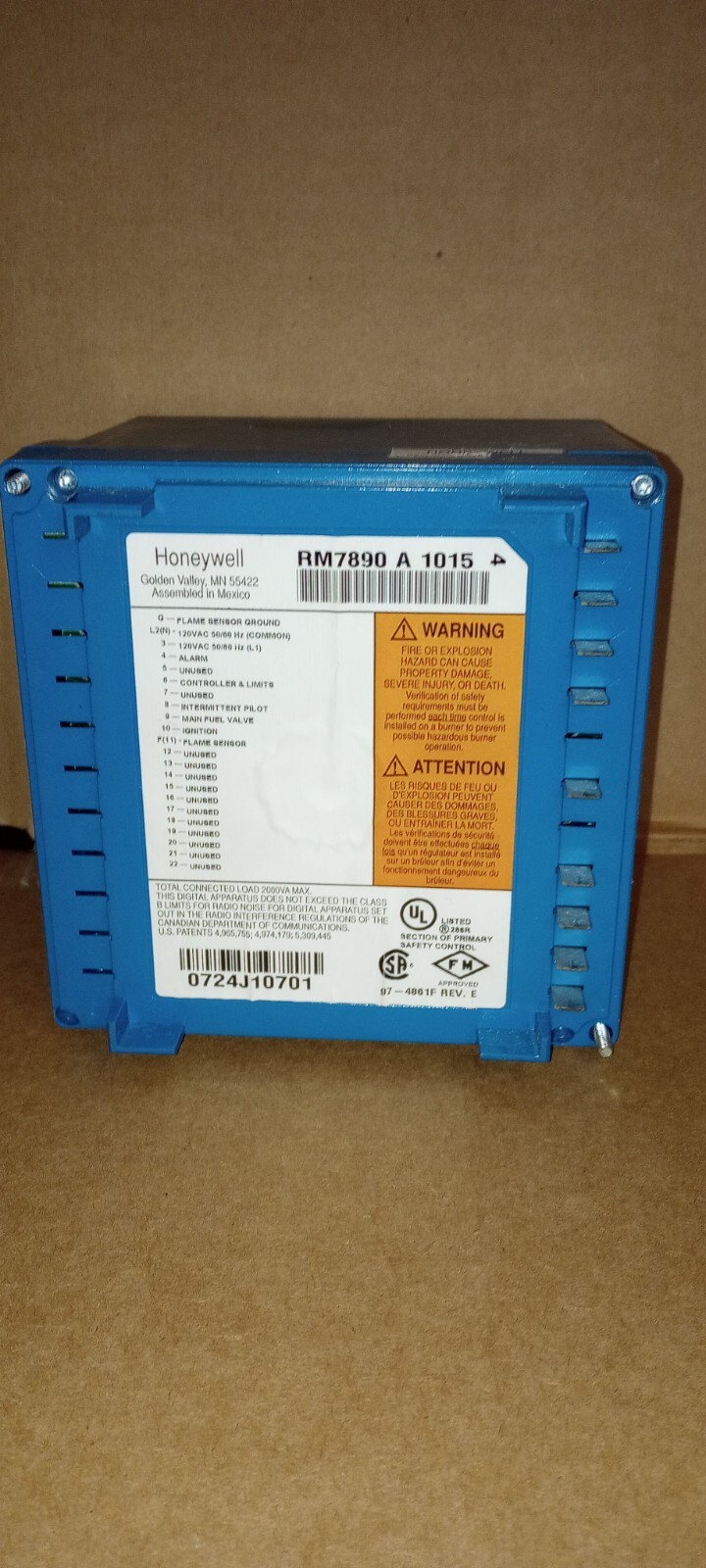 honeywell rm7890a1015 microprocessor based intergrated burner control. i have 14