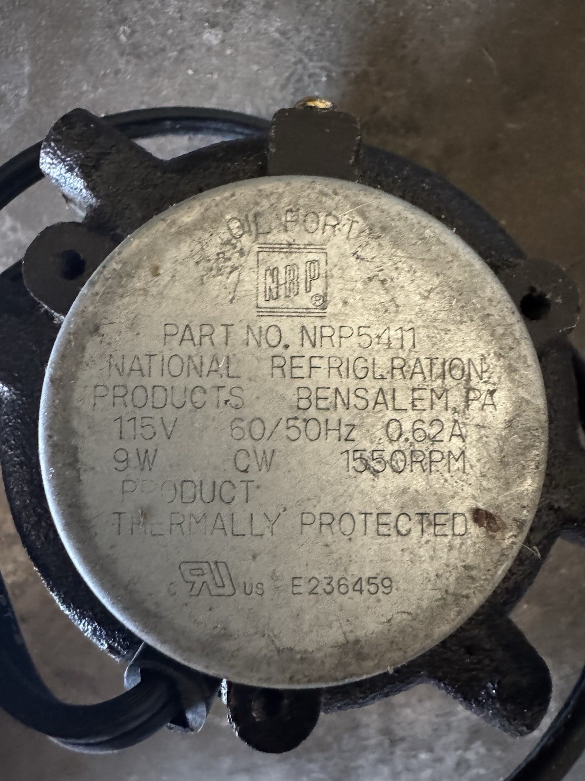 NRP Universal Motor For Evaporators Model 5411 115v 1550rpm cw Spin