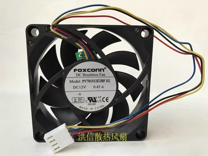FOXCONN PV701512E2BF 1G DC12V 0.45A 70MM 4-Pin Double Ball Bearing Cooling fan