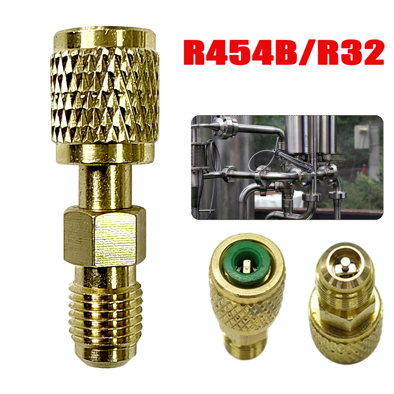 R454B/R32 Tanks HVAC R32 Reverse Thread 1/4” Female, 1/4” Male Adapter For A2L