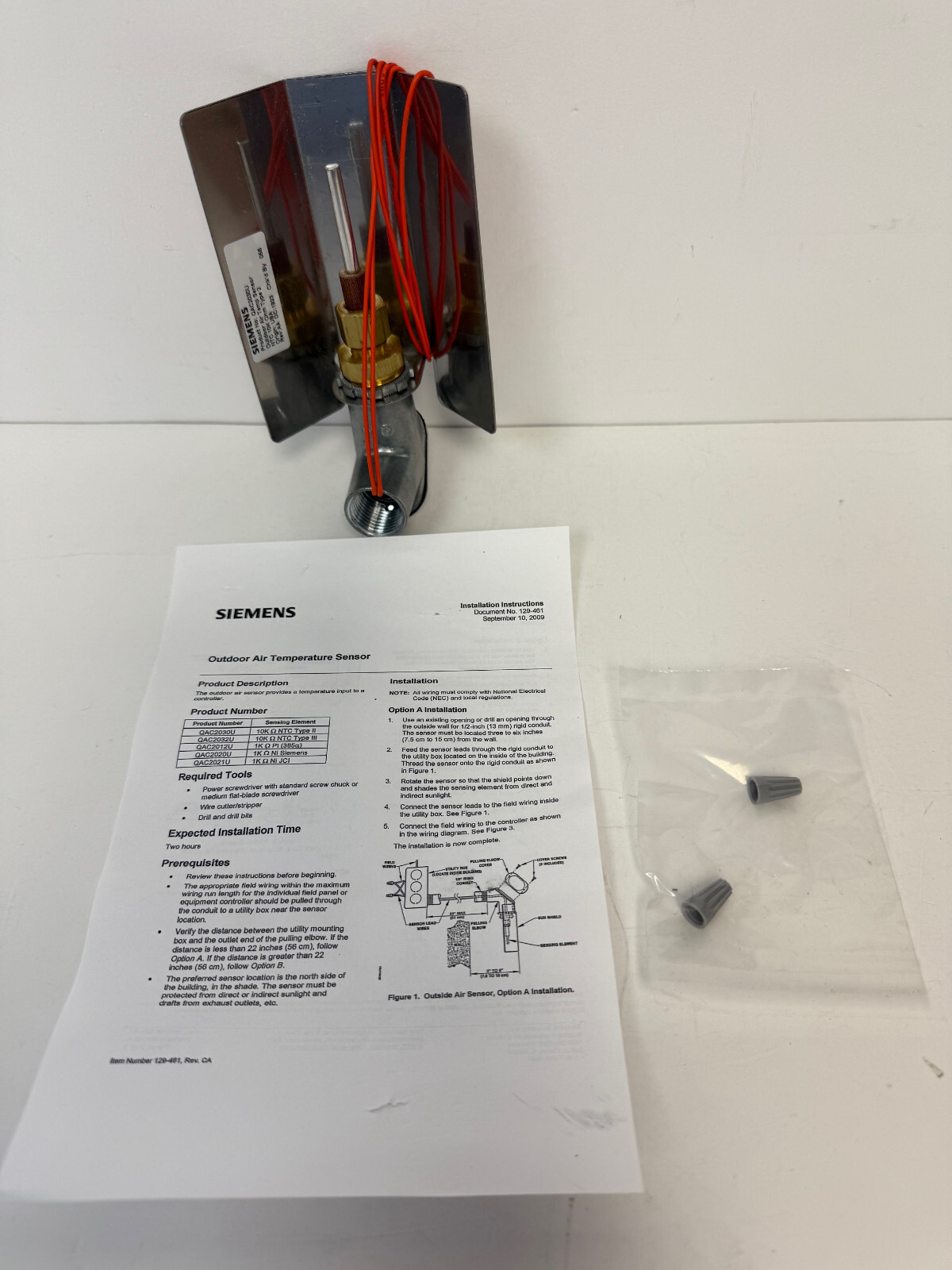 SIEMENS QAC2030U OUTDOOR AIR TEMPERATURE SENSOR NTC 10K OHM TYPE 2 NEW