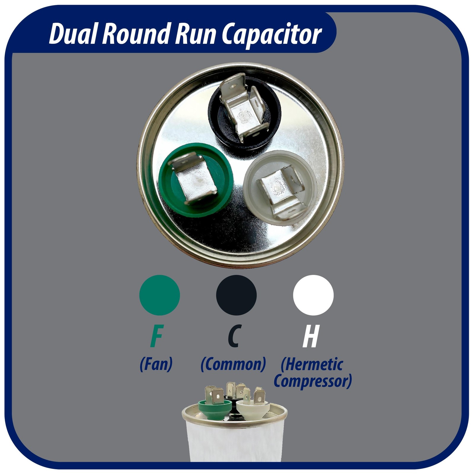 Appli Parts Dual Run Capacitor for ac 40+5 Mfd uF (microfarads) 370 VAC or 450 V