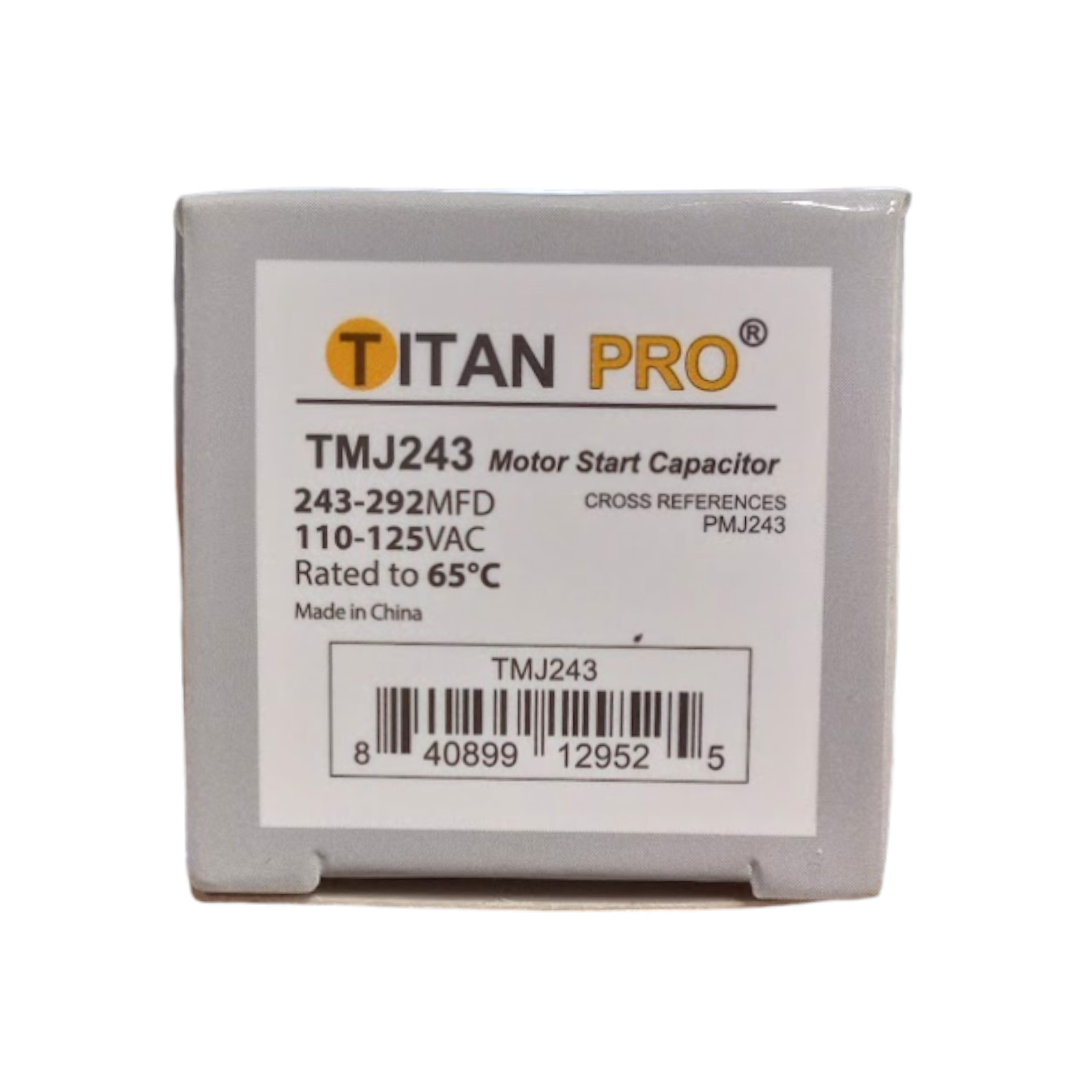 Titan Pro TMJ243 Motor Start Capacitor 243-292 MFD UF / 110-125 VAC