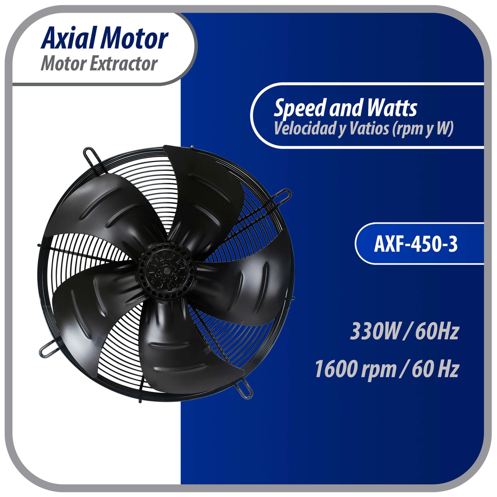 Appli Parts AXF-450-3 17-3/4 in Axial Fan Motor Guard Mounted Fan Blade 220 V, 3
