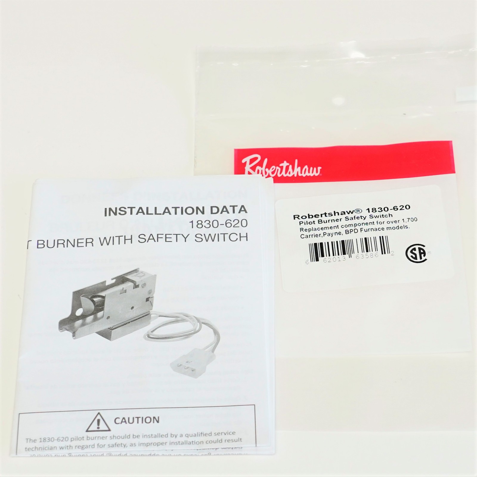 Robertshaw 1830-620 for Carrier, Payne, BPD Models LH680005 Pilot Burner