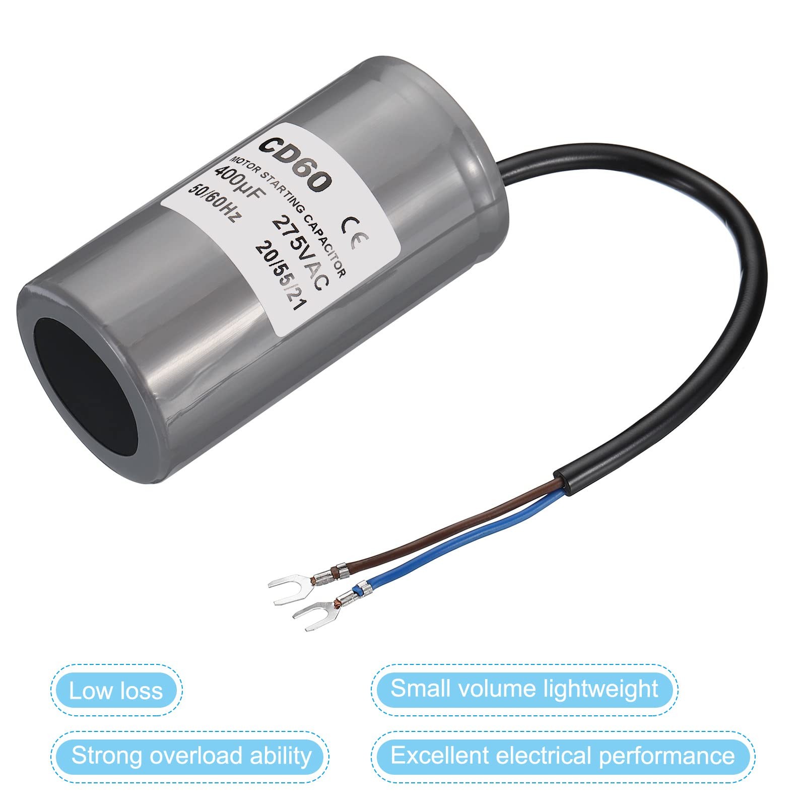 PATIKIL CD60 Running Capacitor, 400uF 275V 2 Wires 50/60Hz Motor Starting…