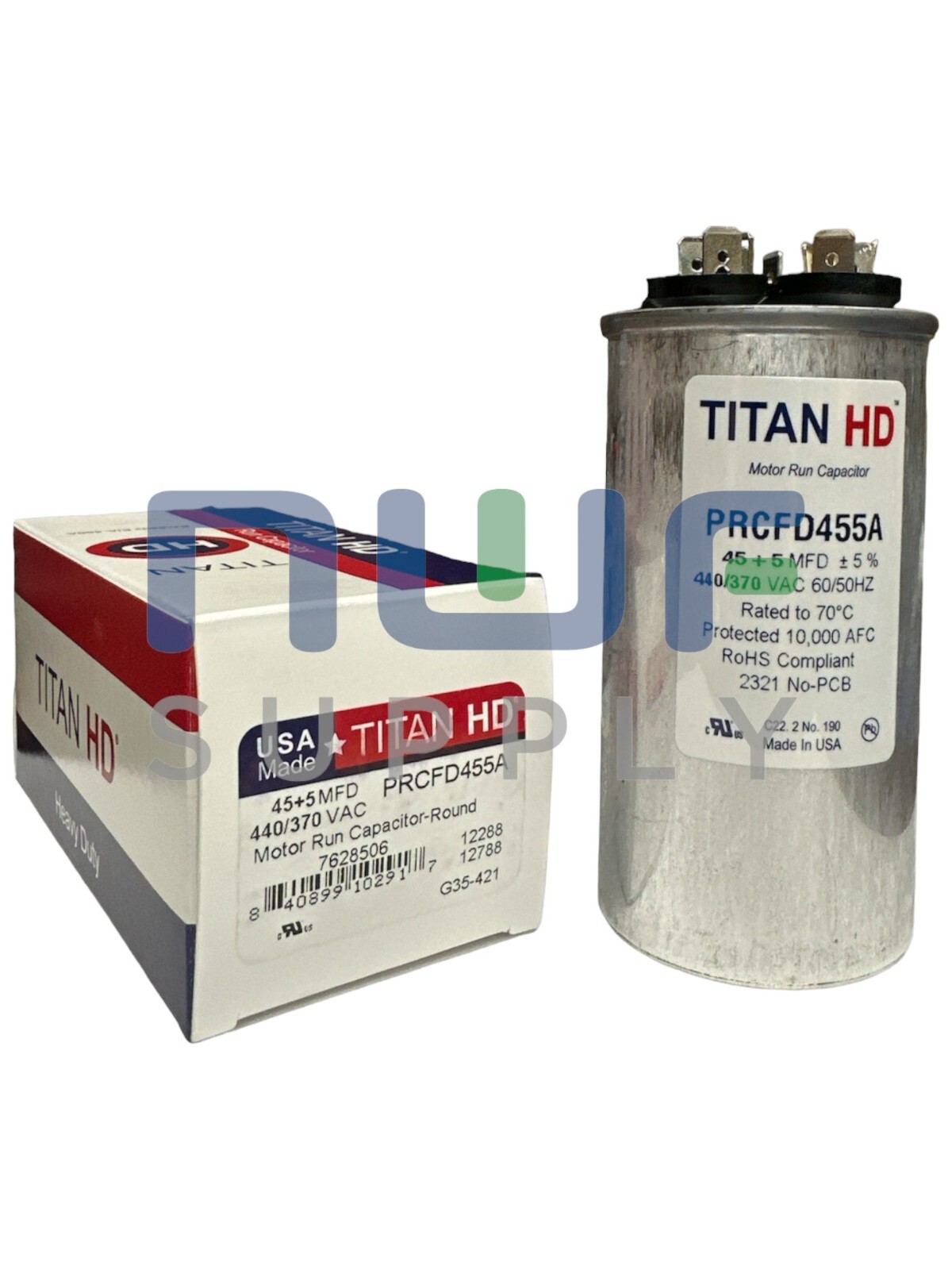 PRCFD455A Titan HD Capacitor 45 + 5 MFD 370/440 VAC Made in USA