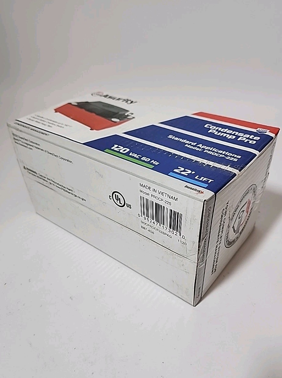 Asurity PROCP-22S Condensate Pump Pro Standard Application 120V 60Hz 22ft Lift