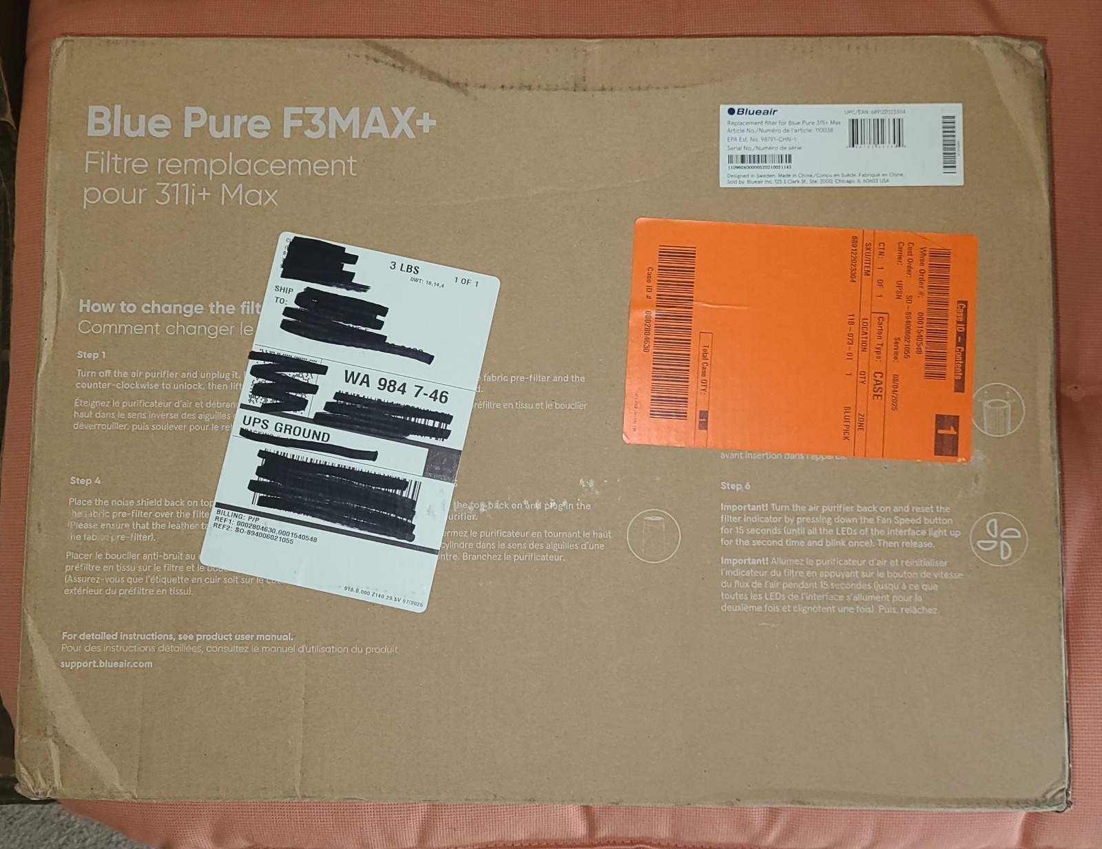 Genuine BLUEAIR Blue Pure F3MAX Replacement Filter for 311i+ Max – NEW