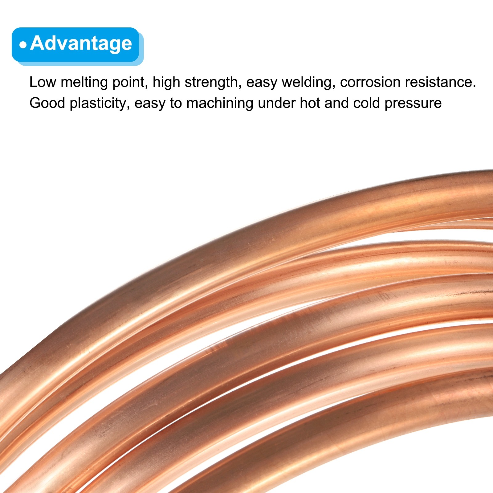 Copper Tube 5/16” OD x 9.8Ft Refrigeration Flexible Pipe Seamless Hollow