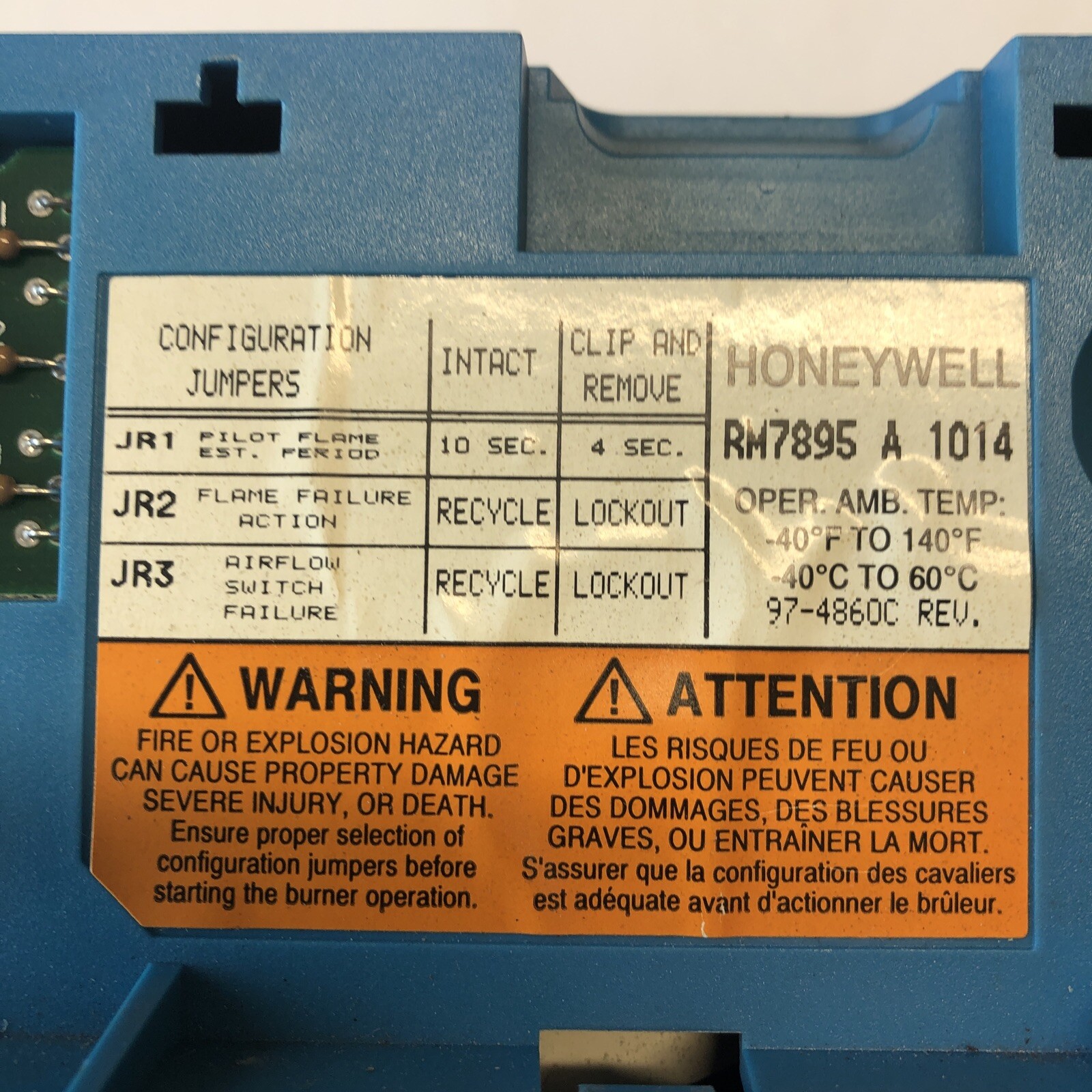 Honeywell Burner Control RM7895 A 1014, For Parts/ Repair